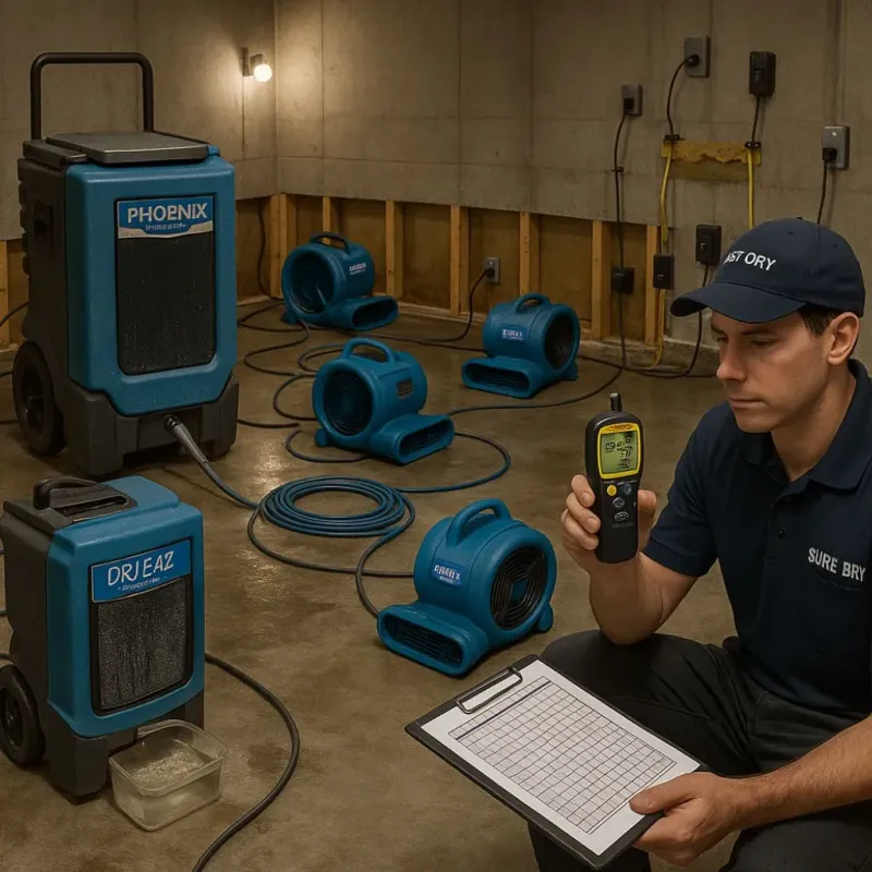 Structural Drying and Dehumidification process in Longview Heights, WA